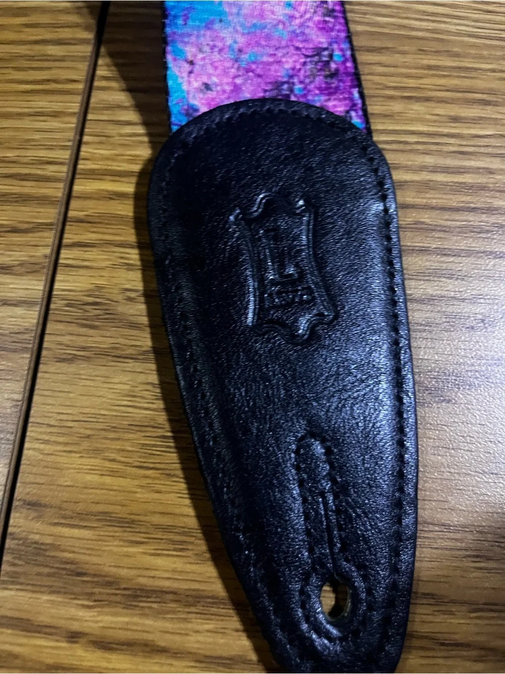 Levy’s Leather-End Guitar Strap with Blue & Floral Print
